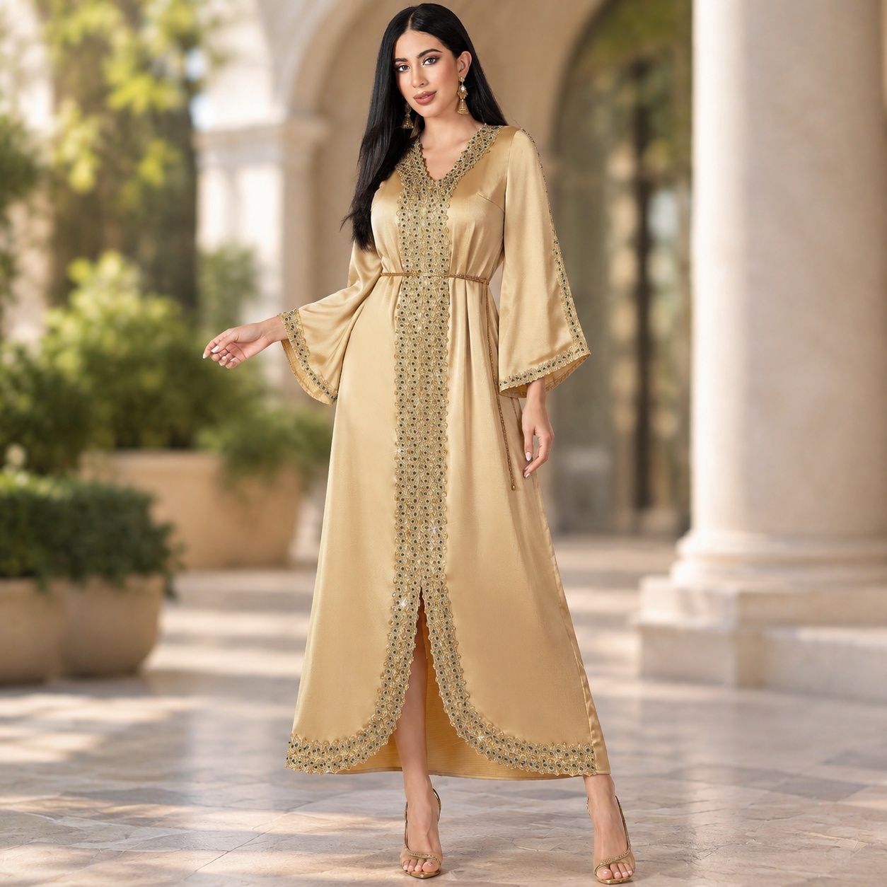 Evening Gown - Elegant Rhinestone Embroidery Gown with Spring