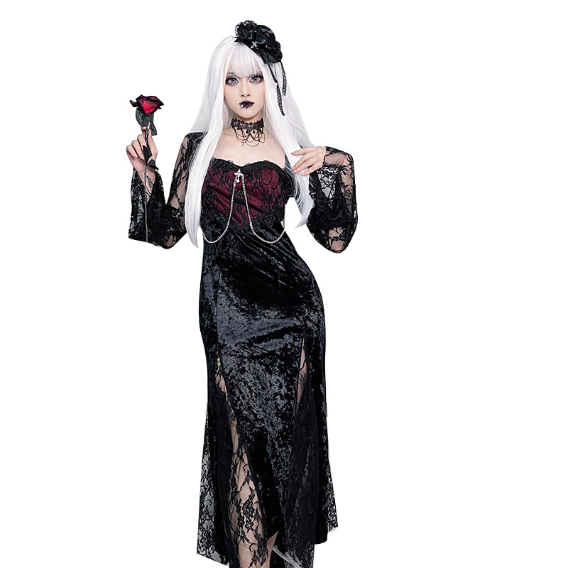 Midi Dress - Women Goth Dark Elegant Evening Dresses