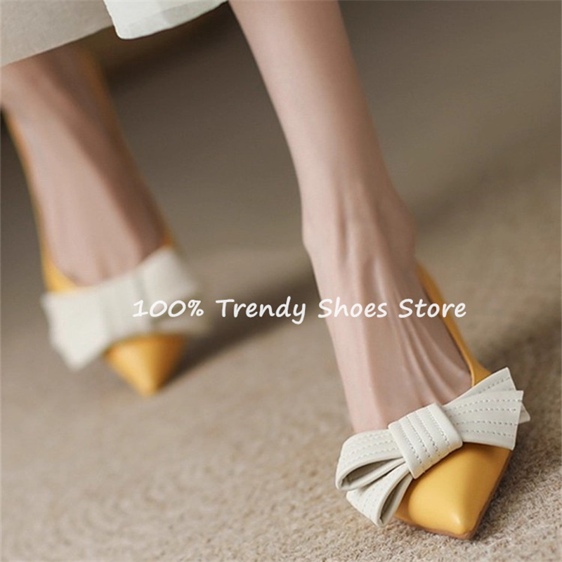 Womens Heels - Butterfly Knot Decor Women Slip-On Pumps