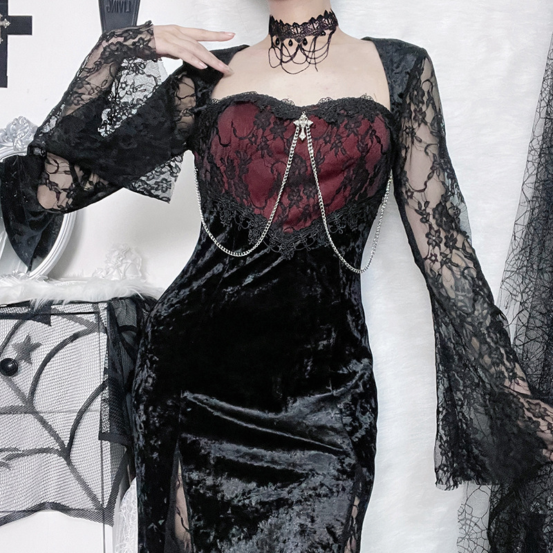 Women Goth Dark Elegant Evenin - đánh giá và giá Midi Dress