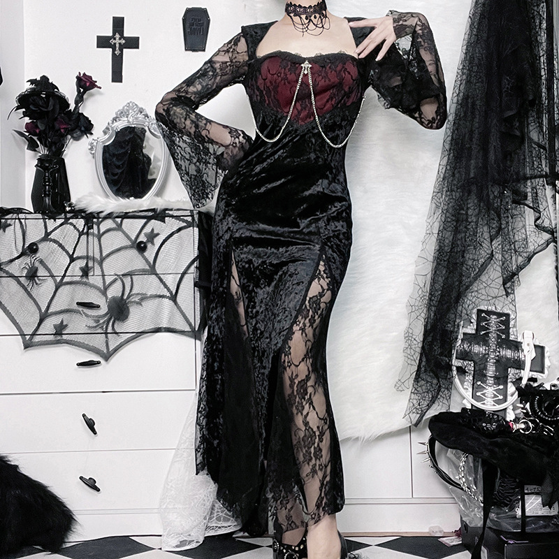 Women Goth Dark Elegant Evenin - đánh giá và giá Midi Dress